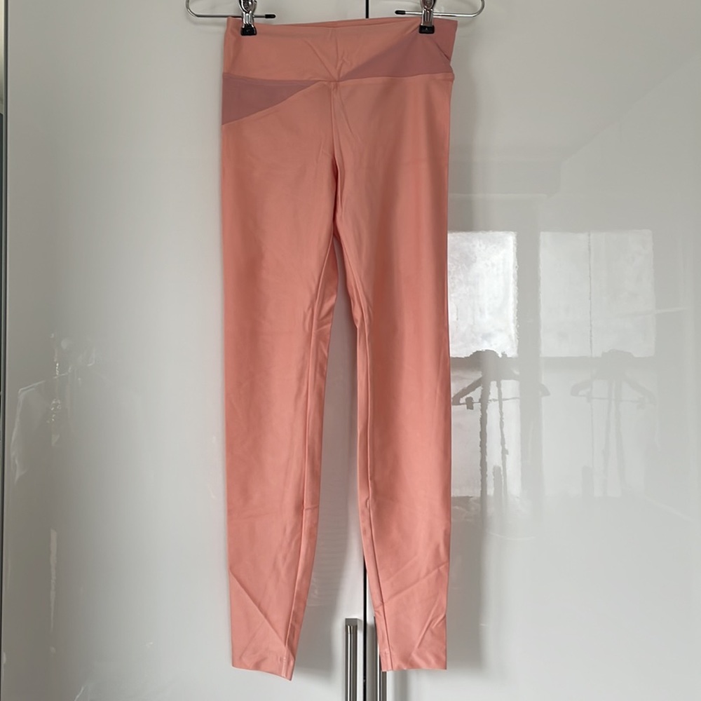 KORAL Lustrous Leggings with mesh details Color- Light Orange Size-Small NWOT